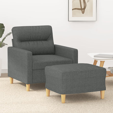 Vidaxl fauteuil met voetenbank 60 cm stof donkergrijs