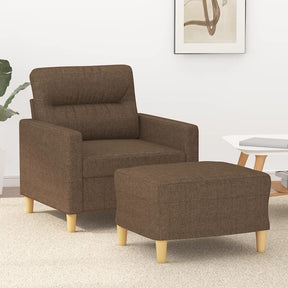 Vidaxl fauteuil met voetenbank 60 cm stof bruin