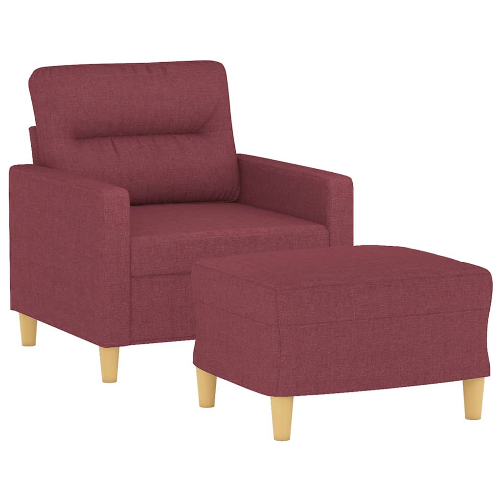 Vidaxl fauteuil met voetenbank 60 cm stof wijnrood