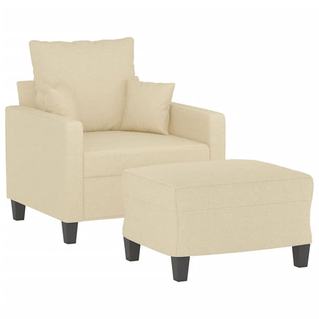 Vidaxl fauteuil met voetenbank 60 cm stof crèmekleurig