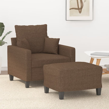 Vidaxl fauteuil met voetenbank 60 cm stof bruin
