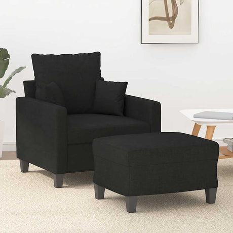 Vidaxl fauteuil met voetenbank 60 cm stof zwart
