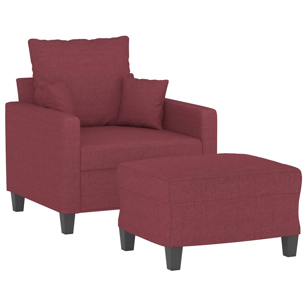 Vidaxl fauteuil met voetenbank 60 cm stof wijnrood