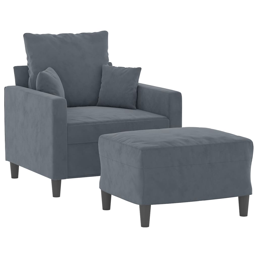 Vidaxl fauteuil met voetenbank 60 cm fluweel donkergrijs
