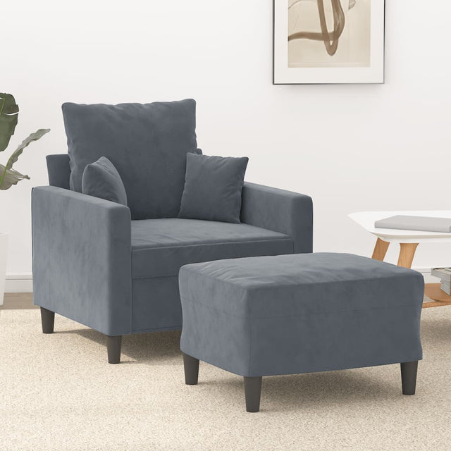 Vidaxl fauteuil met voetenbank 60 cm fluweel donkergrijs