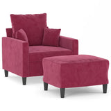 Vidaxl fauteuil met voetenbank 60 cm fluweel wijnrood