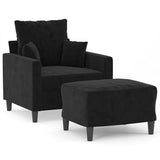 Vidaxl fauteuil met voetenbank 60 cm fluweel zwart