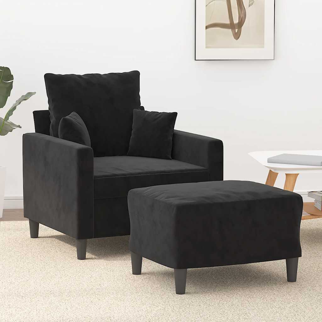 Vidaxl fauteuil met voetenbank 60 cm fluweel zwart