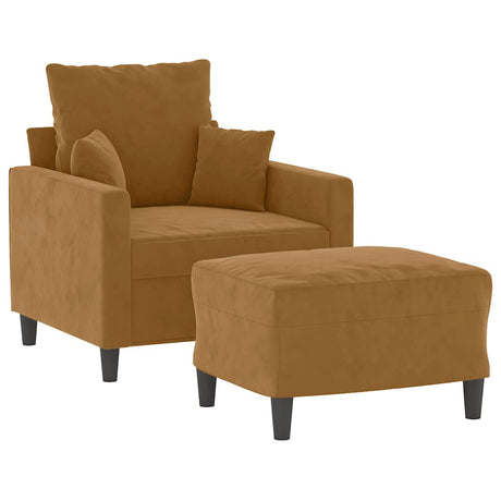 Vidaxl fauteuil met voetenbank 60 cm fluweel bruin