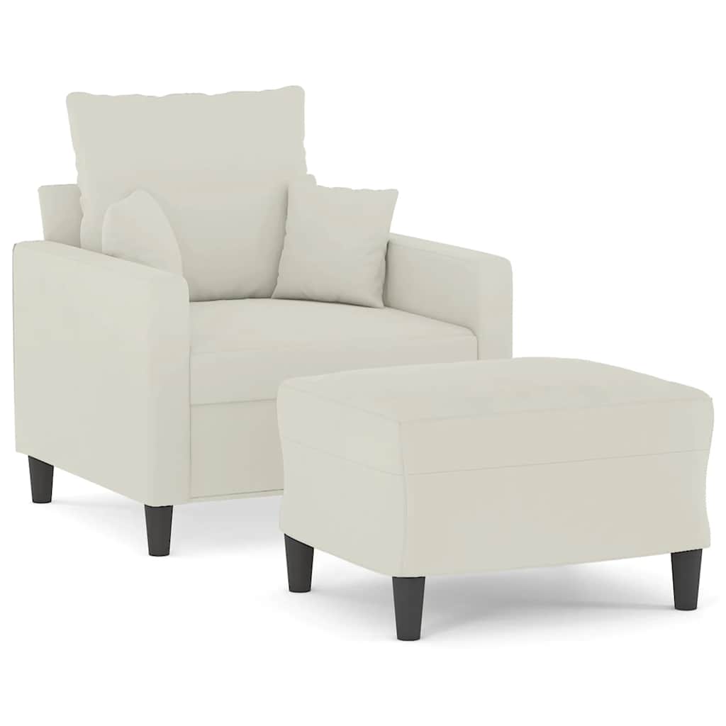 Vidaxl fauteuil met voetenbank 60 cm fluweel crèmekleurig