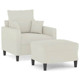 Vidaxl fauteuil met voetenbank 60 cm fluweel crèmekleurig