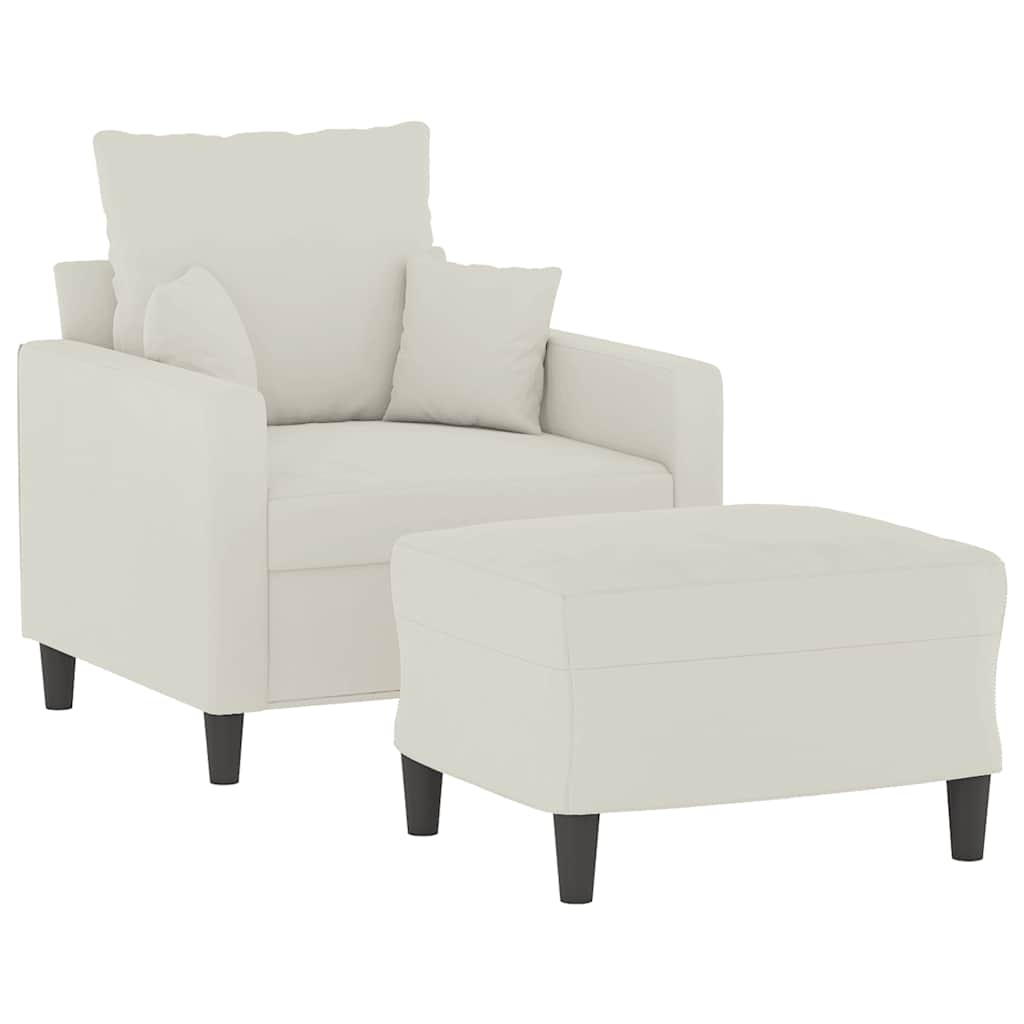 Vidaxl fauteuil met voetenbank 60 cm fluweel crèmekleurig