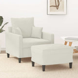 Vidaxl fauteuil met voetenbank 60 cm fluweel crèmekleurig
