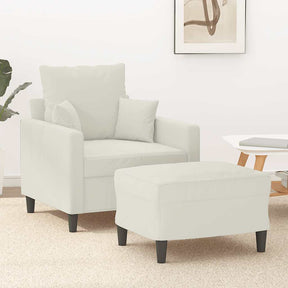 Vidaxl fauteuil met voetenbank 60 cm fluweel crèmekleurig