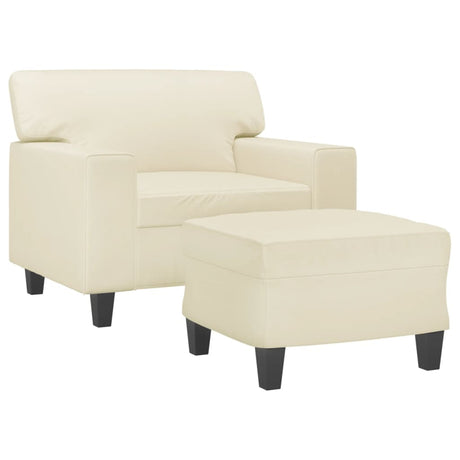 Vidaxl fauteuil met voetenbank 60 cm kunstleer crèmekleurig