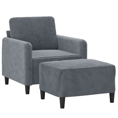 Vidaxl fauteuil met voetenbank 60 cm fluweel donkergrijs