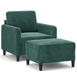 Vidaxl fauteuil met voetenbank 60 cm fluweel donkergroen