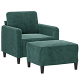 Vidaxl fauteuil met voetenbank 60 cm fluweel donkergroen