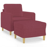 Vidaxl fauteuil met voetenbank 60 cm stof wijnrood