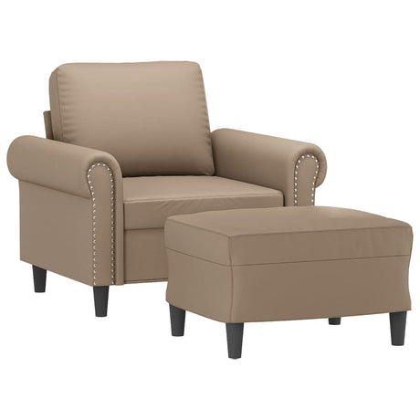 Vidaxl fauteuil met voetenbank 60 cm kunstleer cappuccinokleurig