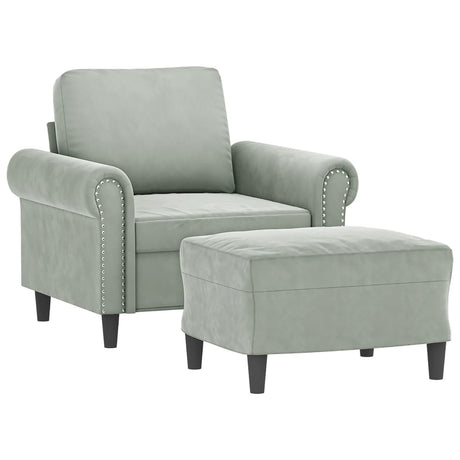 Vidaxl fauteuil met voetenbank 60 cm fluweel lichtgrijs