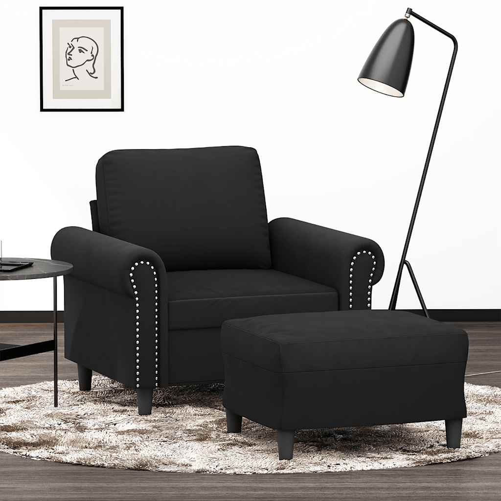 Vidaxl fauteuil met voetenbank 60 cm fluweel zwart
