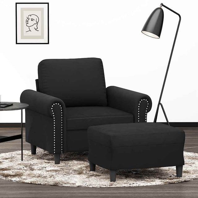 Vidaxl fauteuil met voetenbank 60 cm fluweel zwart