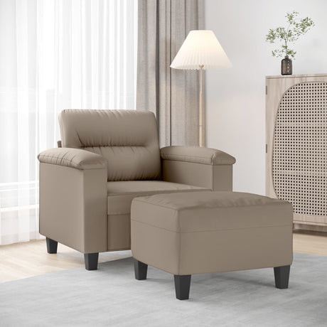 Vidaxl fauteuil met voetenbank 60 cm microvezelstof taupe
