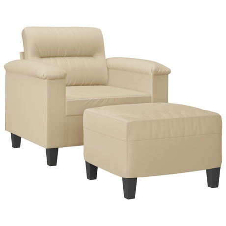 Vidaxl fauteuil met voetenbank 60 cm microvezelstof crème