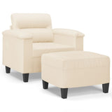 Vidaxl fauteuil met voetenbank 60 cm microvezelstof beige