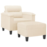 Vidaxl fauteuil met voetenbank 60 cm microvezelstof beige