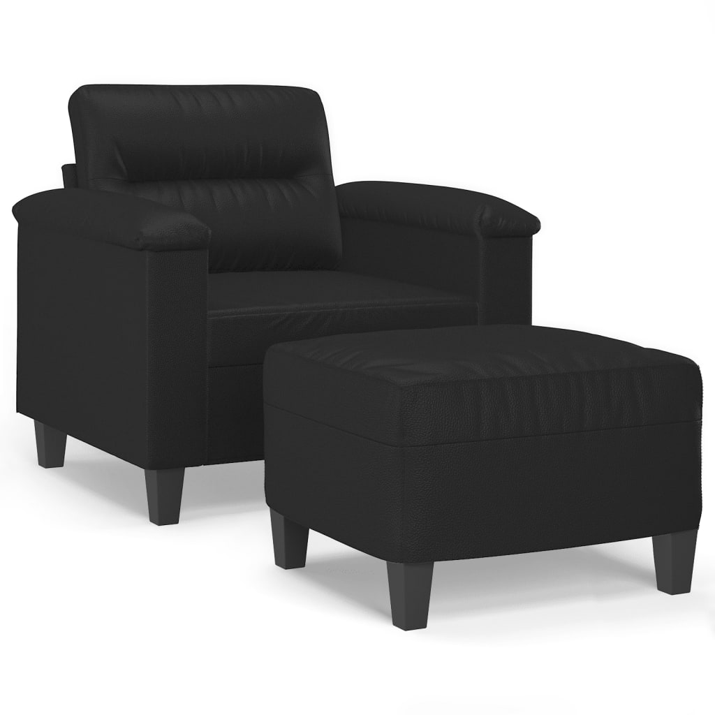 Vidaxl fauteuil met voetenbank 60 cm kunstleer zwart