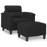 Vidaxl fauteuil met voetenbank 60 cm kunstleer zwart