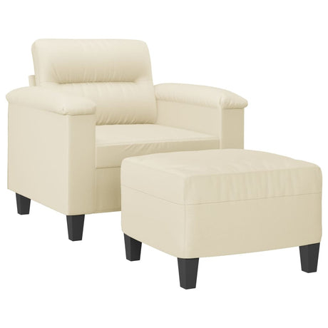 Vidaxl fauteuil met voetenbank 60 cm kunstleer crèmekleurig