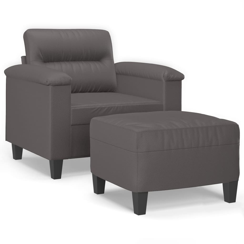 Vidaxl fauteuil met voetenbank 60 cm kunstleer grijs
