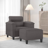 Vidaxl fauteuil met voetenbank 60 cm kunstleer grijs