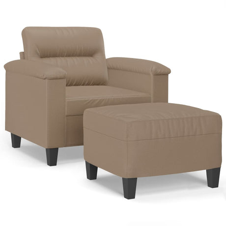 Vidaxl fauteuil met voetenbank 60 cm kunstleer cappuccinokleurig