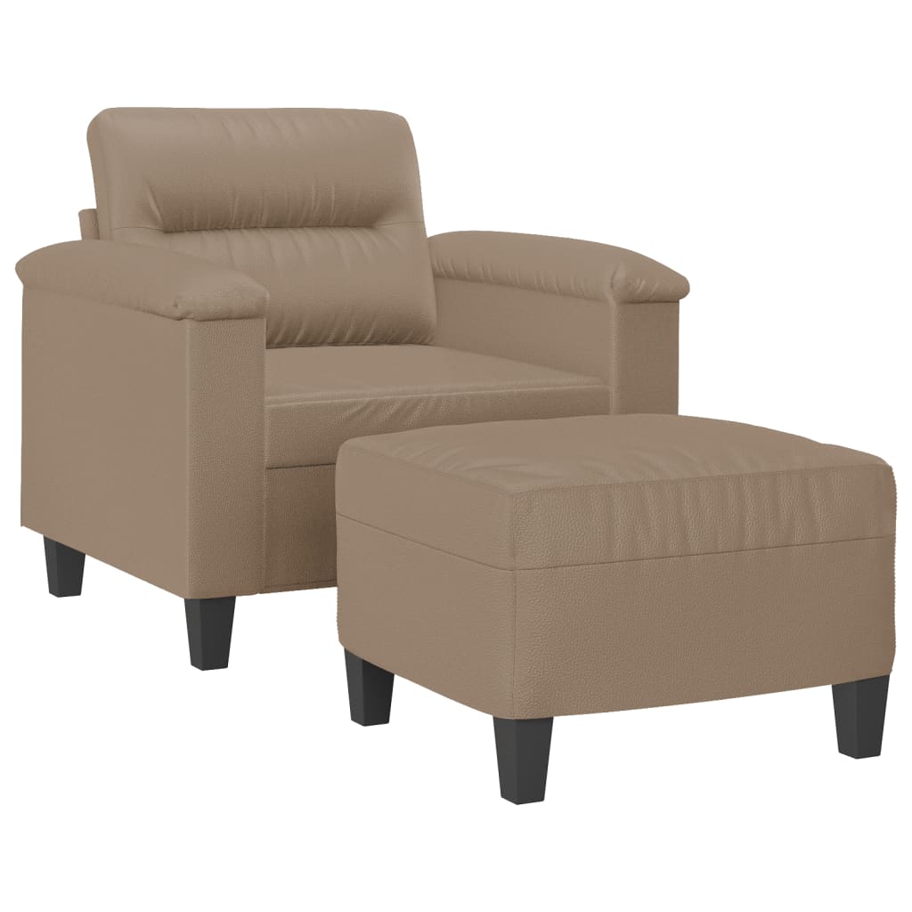 Vidaxl fauteuil met voetenbank 60 cm kunstleer cappuccinokleurig