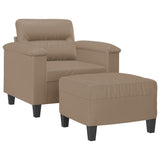 Vidaxl fauteuil met voetenbank 60 cm kunstleer cappuccinokleurig
