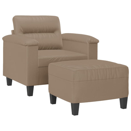 Vidaxl fauteuil met voetenbank 60 cm kunstleer cappuccinokleurig