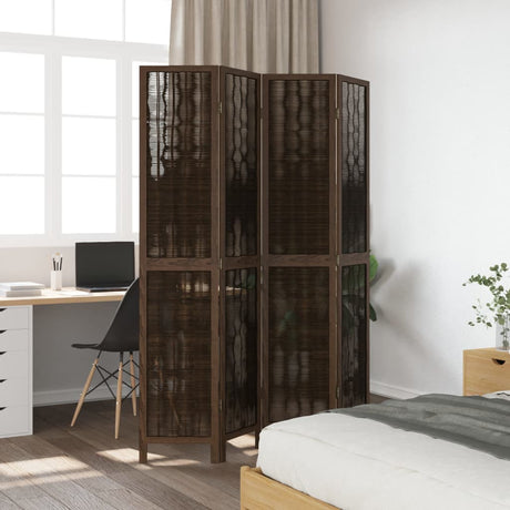 Vidaxl kamerscherm met 4 panelen massief paulowniahout donkerbruin