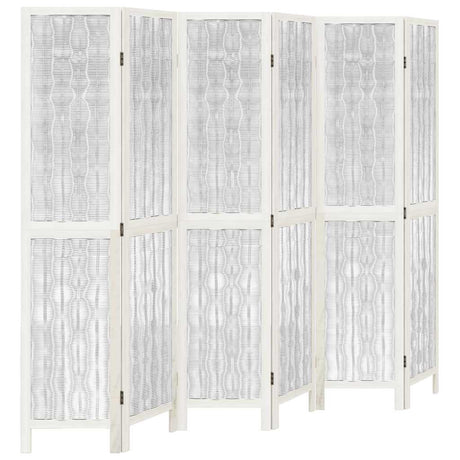 Vidaxl kamerscherm met 6 panelen massief paulowniahout wit