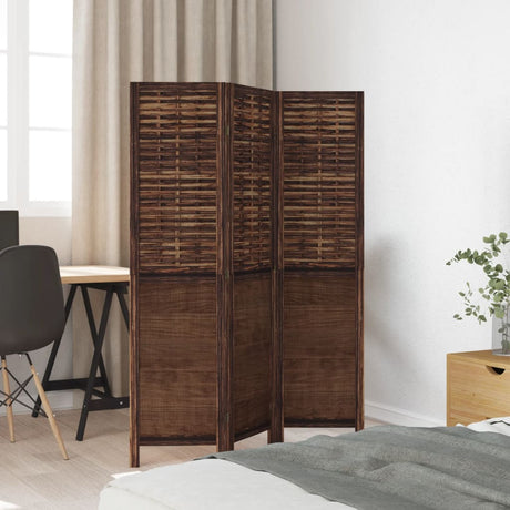 Vidaxl kamerscherm met 3 panelen massief paulowniahout donkerbruin