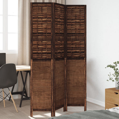 Vidaxl kamerscherm met 3 panelen massief paulowniahout donkerbruin