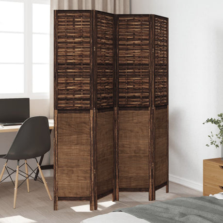 Vidaxl kamerscherm met 4 panelen massief paulowniahout donkerbruin