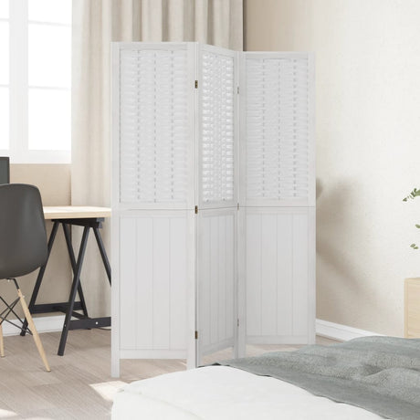 Vidaxl kamerscherm met 3 panelen massief paulowniahout wit