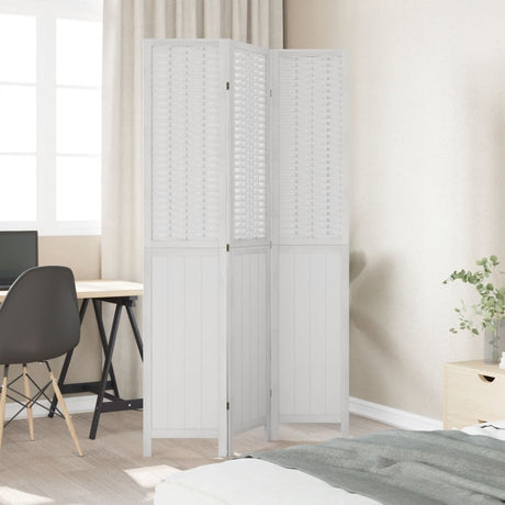 Vidaxl kamerscherm met 3 panelen massief paulowniahout wit