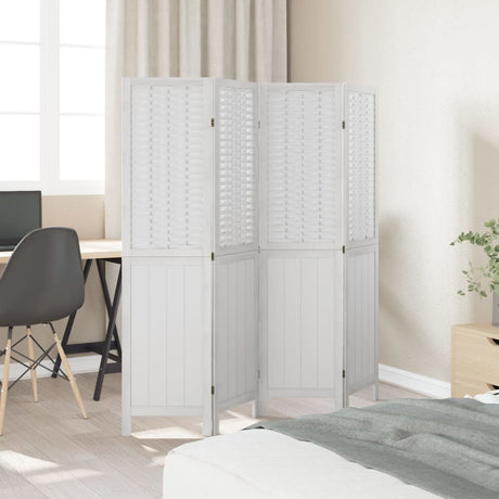 Vidaxl kamerscherm met 4 panelen massief paulowniahout wit
