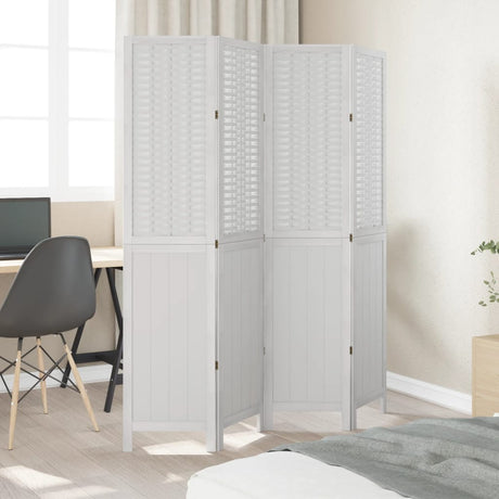 Vidaxl kamerscherm met 4 panelen massief paulowniahout wit