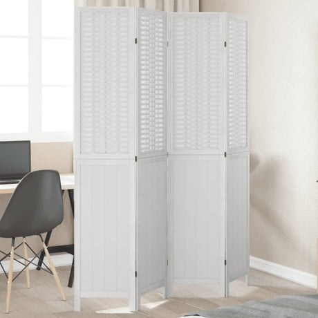 Vidaxl kamerscherm met 4 panelen massief paulowniahout wit